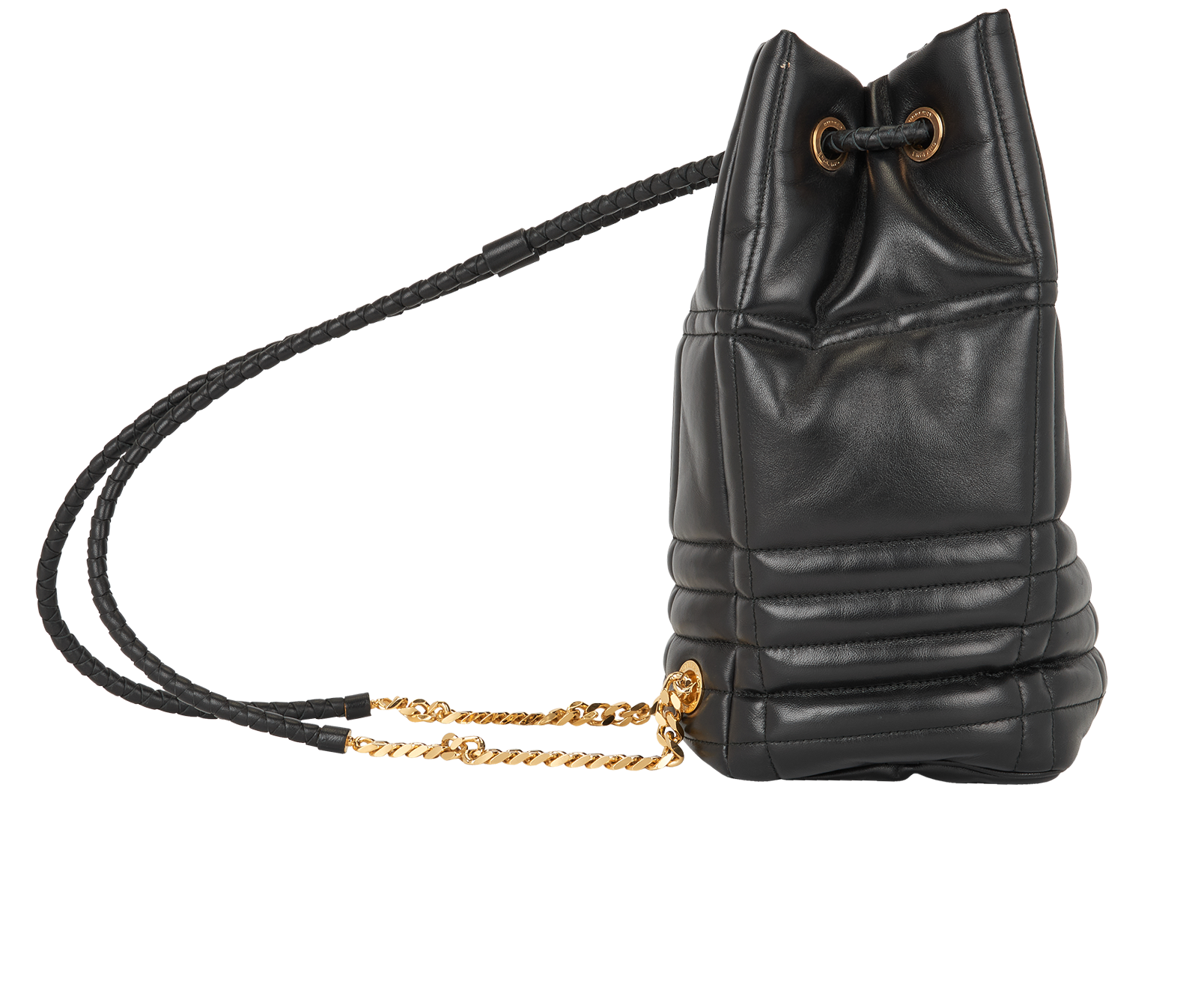 Medium Lola Quilted Backpack, &pound;350, Handbags, Black, Leather, Side view